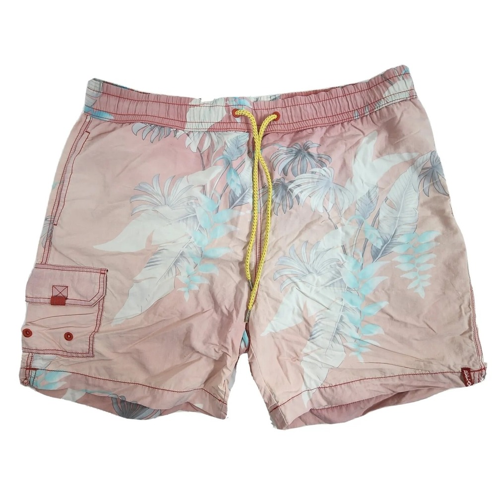 Tommy Bahama Relax Mens Lrg Mesh line Swim Trunks Logo Hawiian Print Drawstring